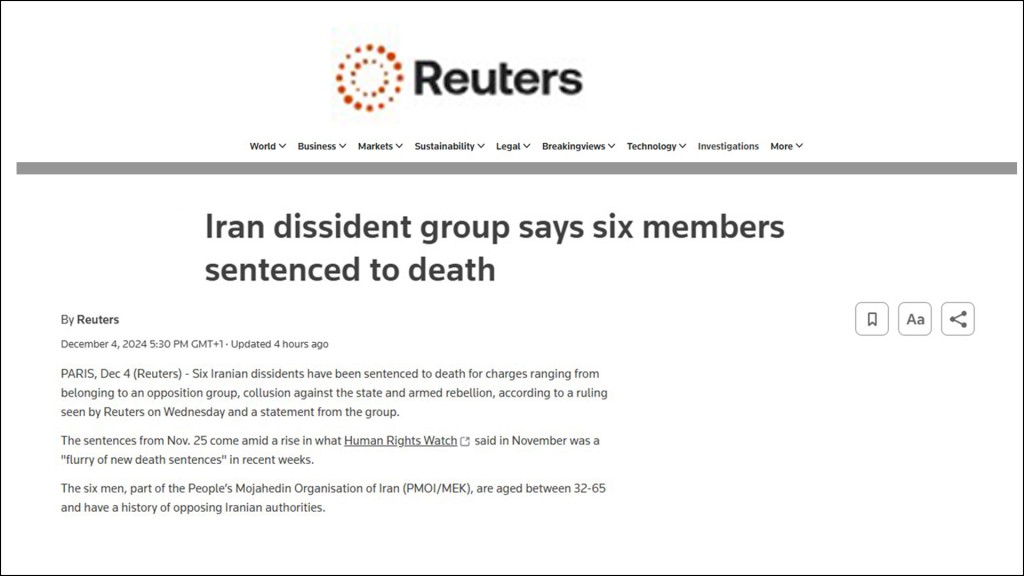 Iran dissident group says six members sentenced to death