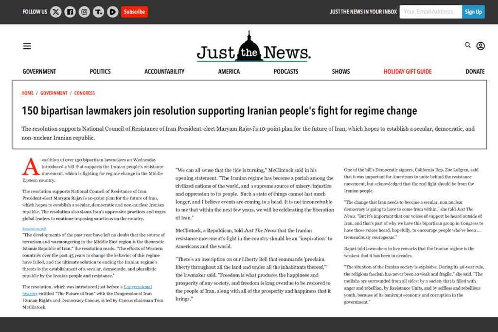 150 bipartisan lawmakers join resolution supporting Iranian people’s fight for regime change