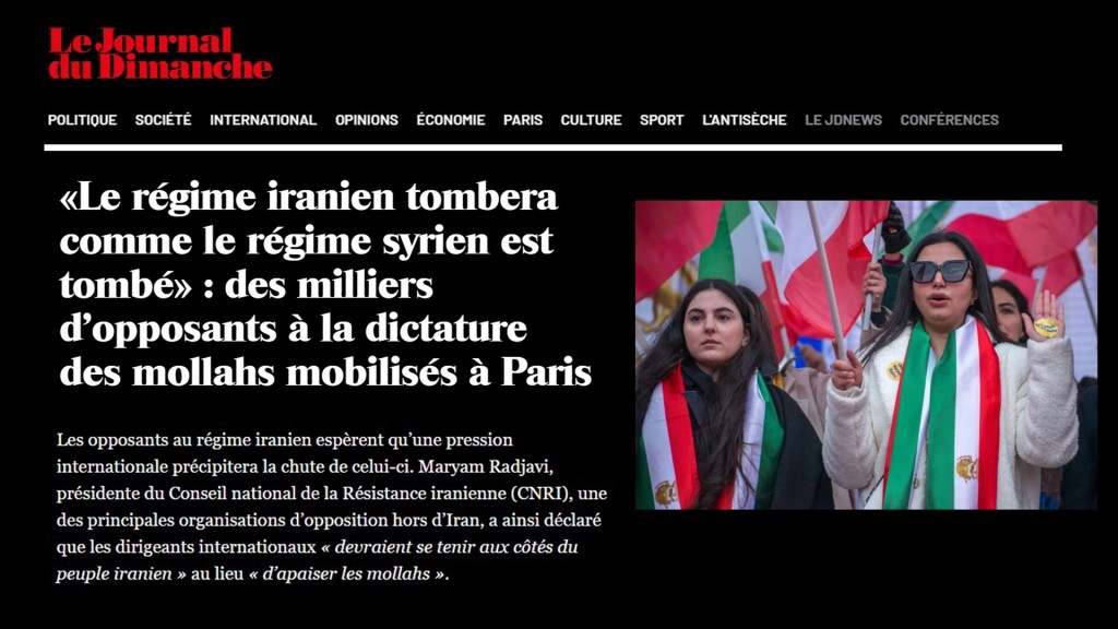 «Le régime iranien tombera comme le régime syrien est tombé» : des milliers d’opposants à la dictature des mollahs mobilisés à Paris